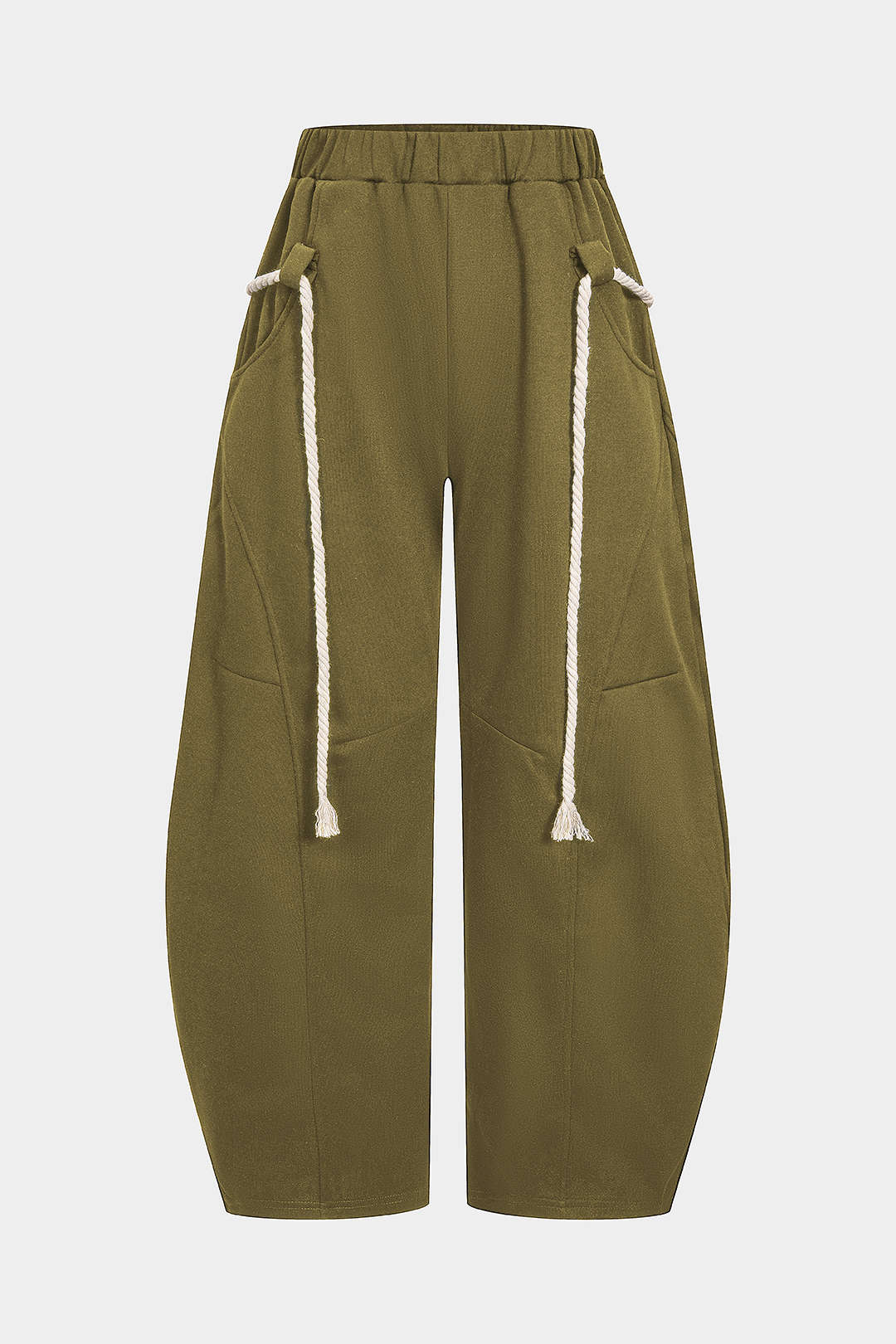 Pantalon met trekkoord en wijde pijpen