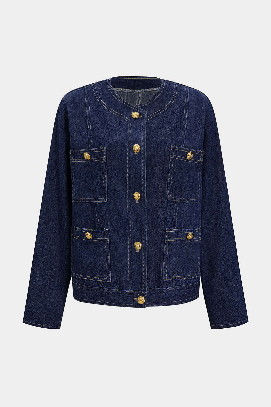 Denim metallic item met knoopjes en zakken