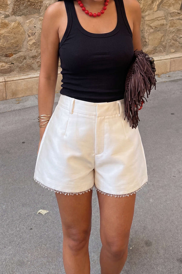 Short met strass en wijde pijpen