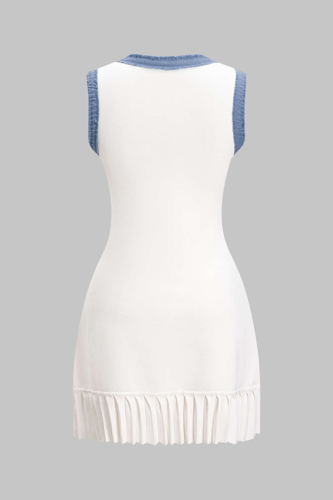 Gebreide patchwork minijurk met knoopjes