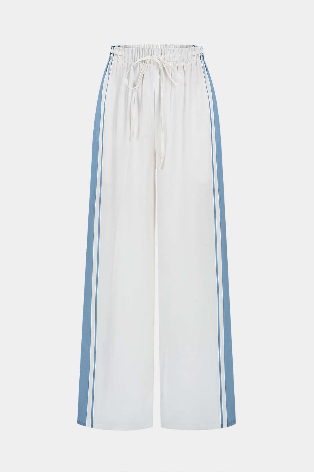 Satijnen broek met strik en wijde pijpen