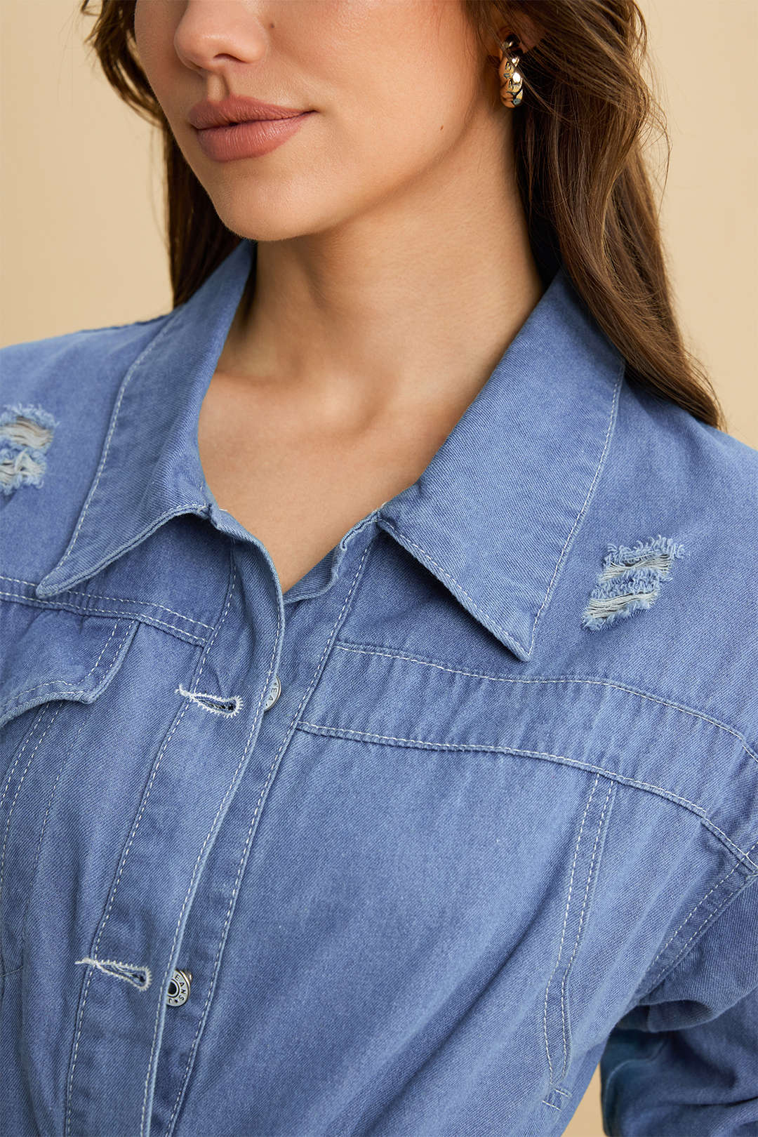 Lena - Denim minijurk met lange mouwen