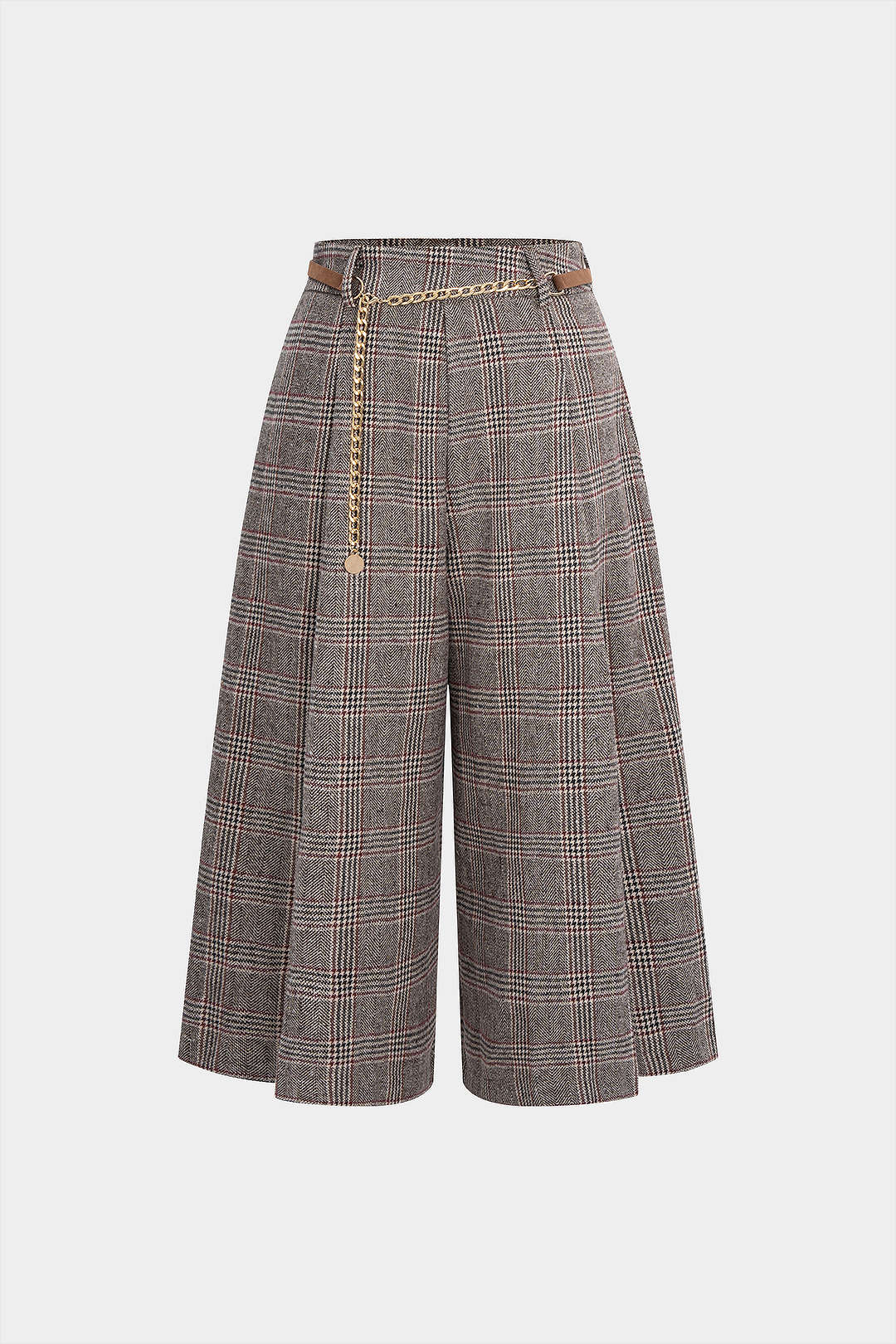 Pied-de-poule pantalon met hoge taille