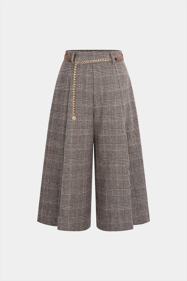 Pied-de-poule pantalon met hoge taille