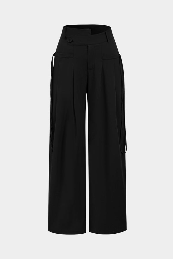 Effen pantalon met wijde pijpen en zakken