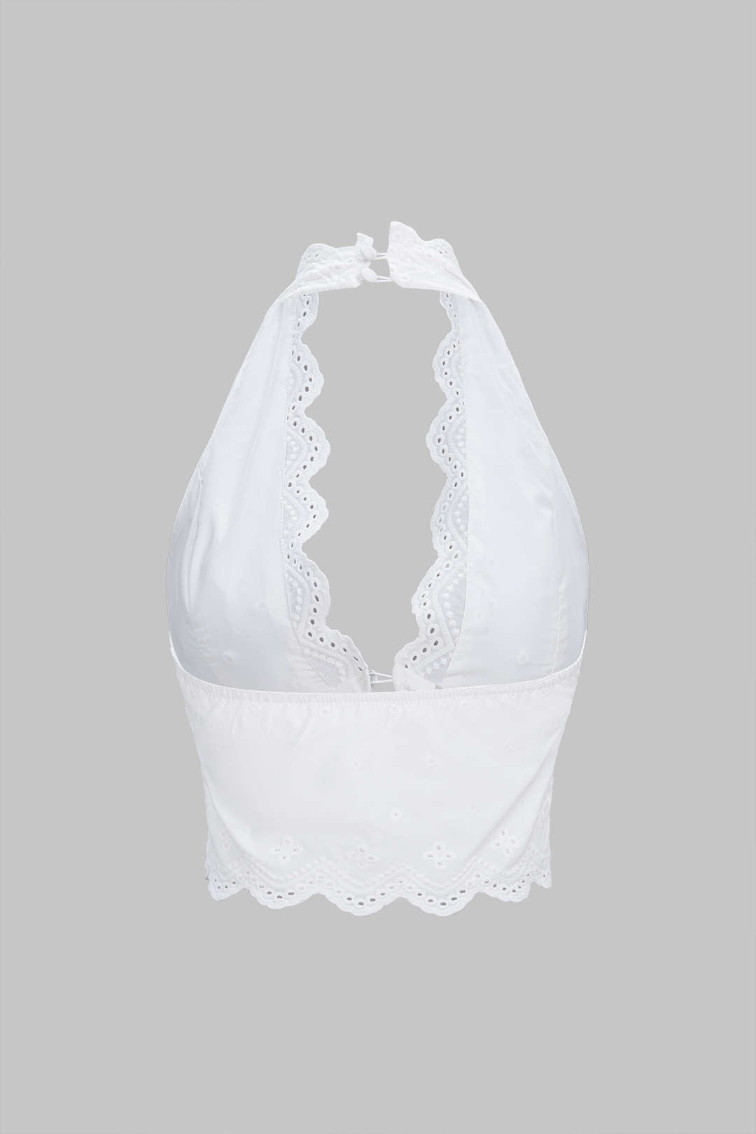 Tanktop met opengewerkt detail, halternek en borduursel