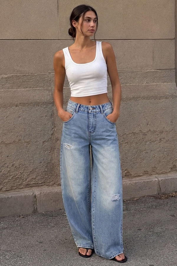 Ripped jeans met rechte pijp