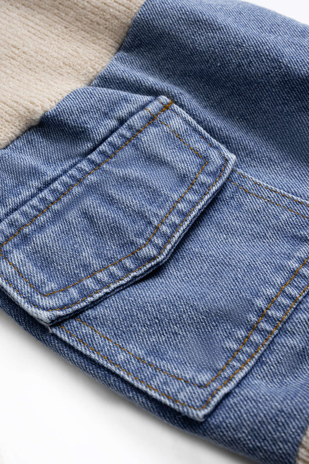 Gebreide denim top met lange mouwen