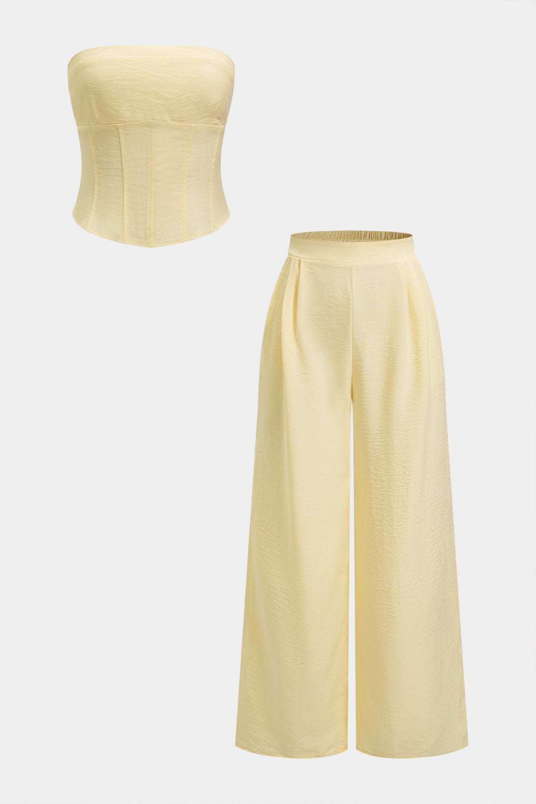 Effen set met strapless top en broek