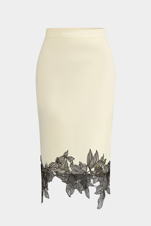 Patchwork midirok met kanten rand