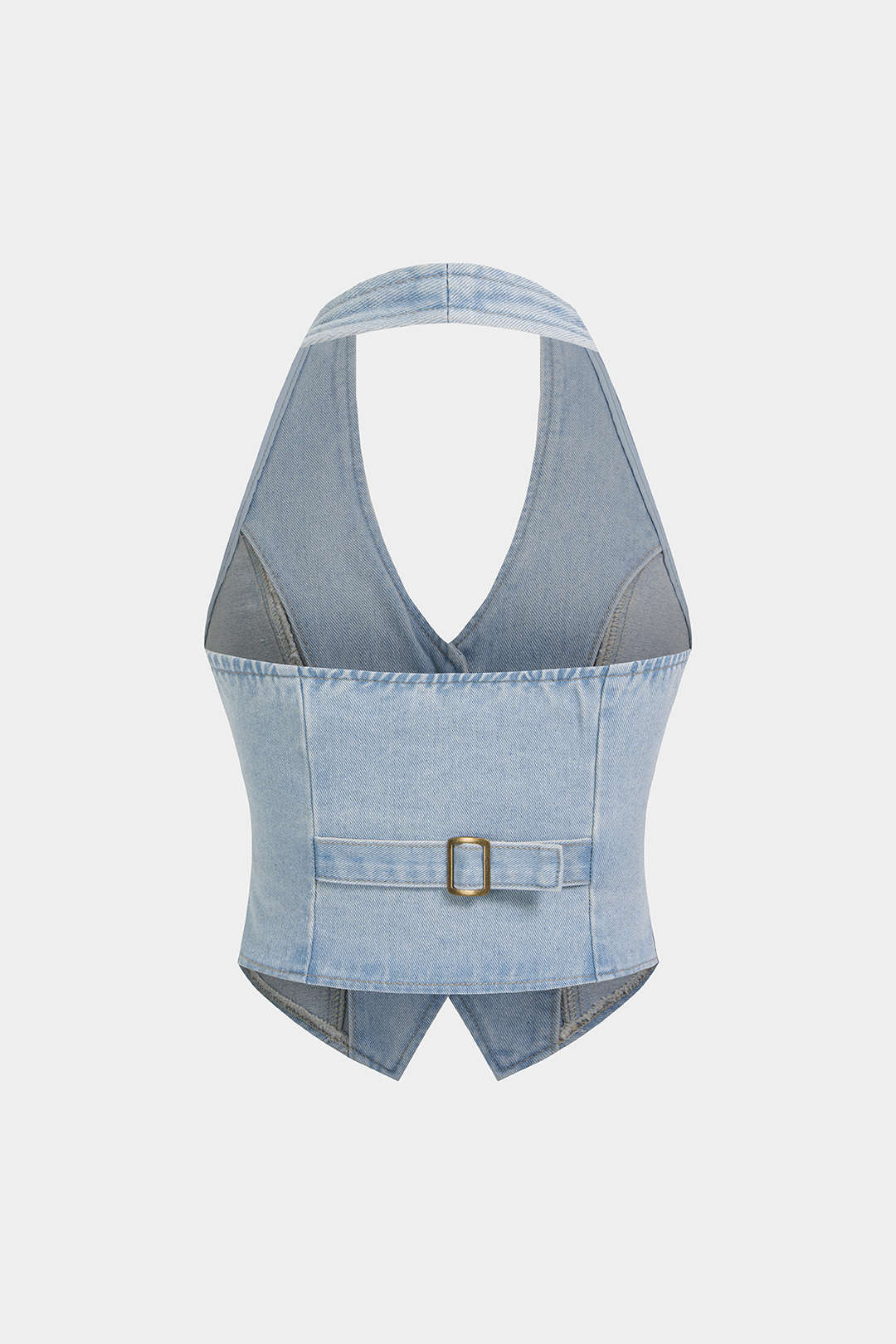Denim metallic gilet met halternek