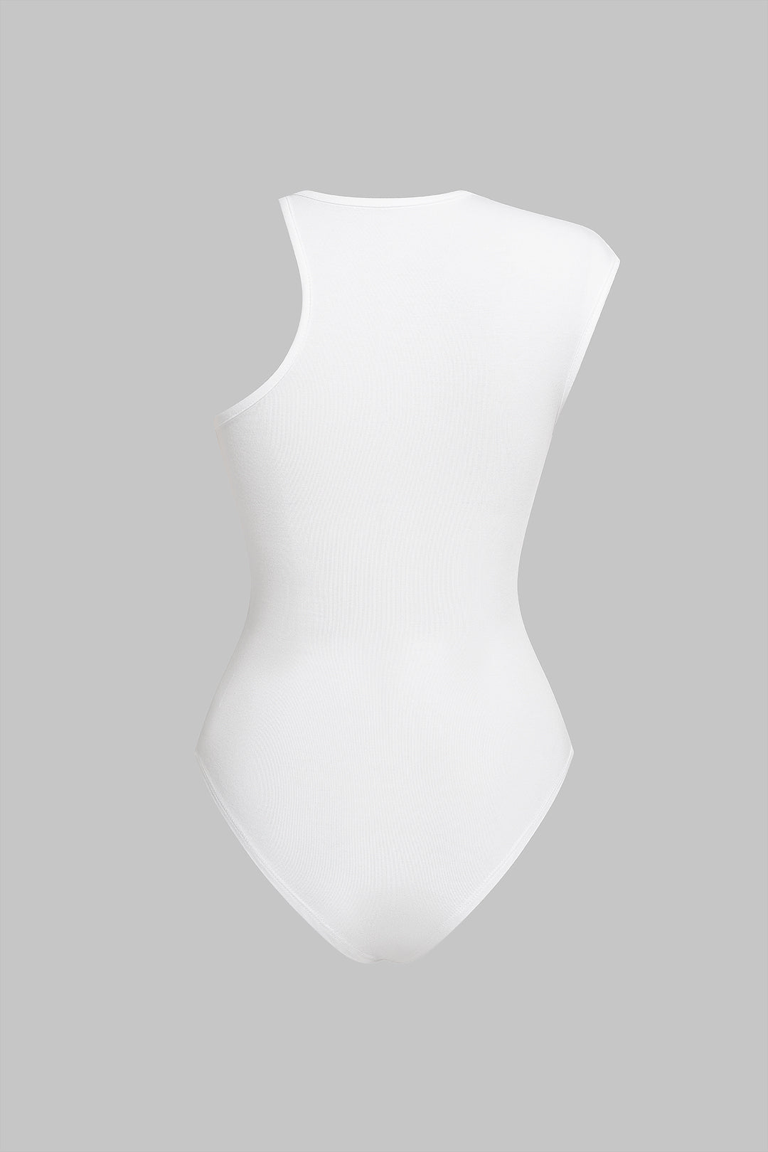 Asymmetrische mouwloze body met ronde hals en ruches