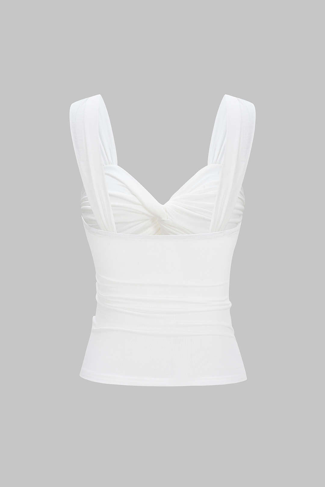 Patchwork tanktop met kant, gedraaid detail en knoopdetail