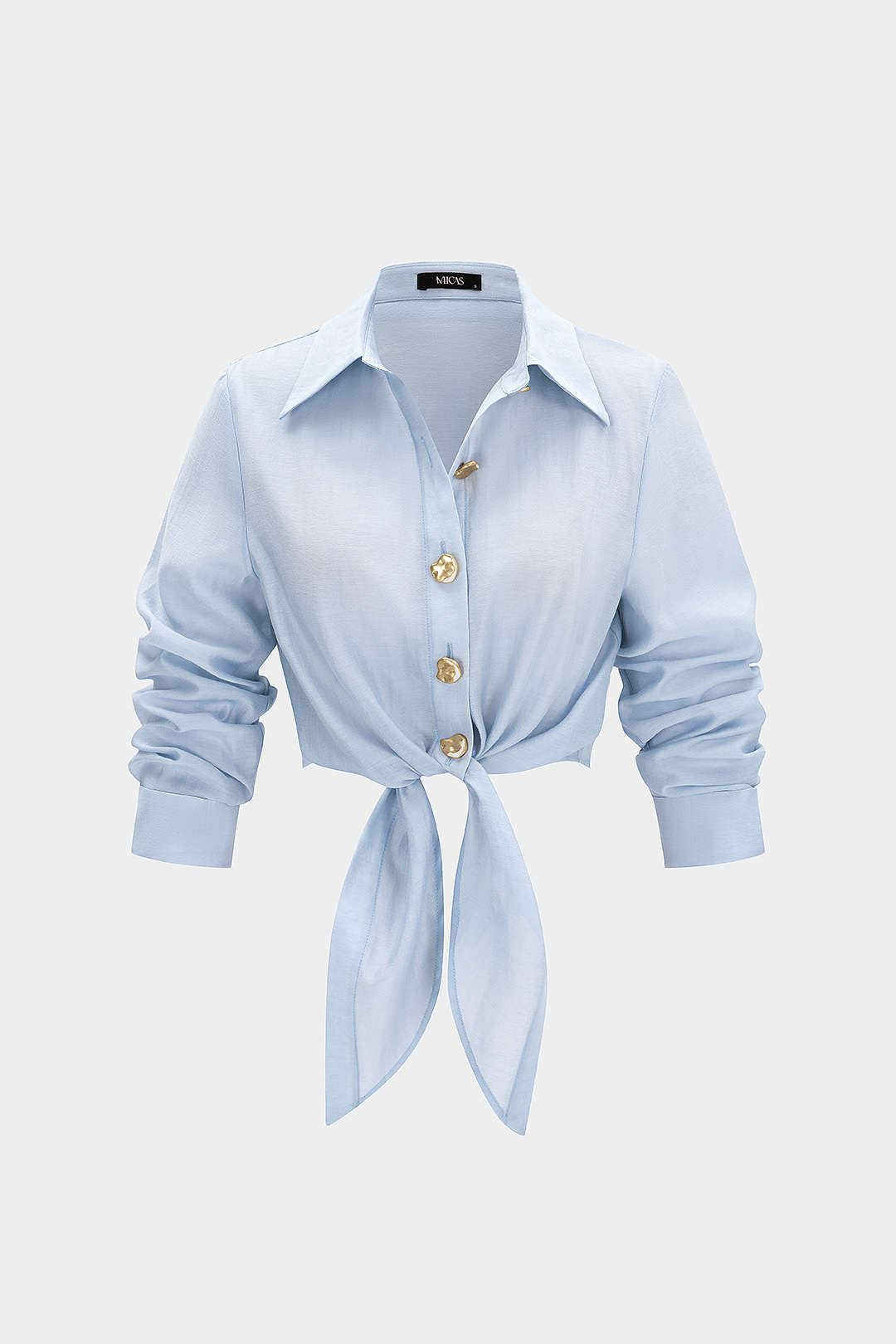 Greta - Metallic blouse met knoopjes en lange mouwen