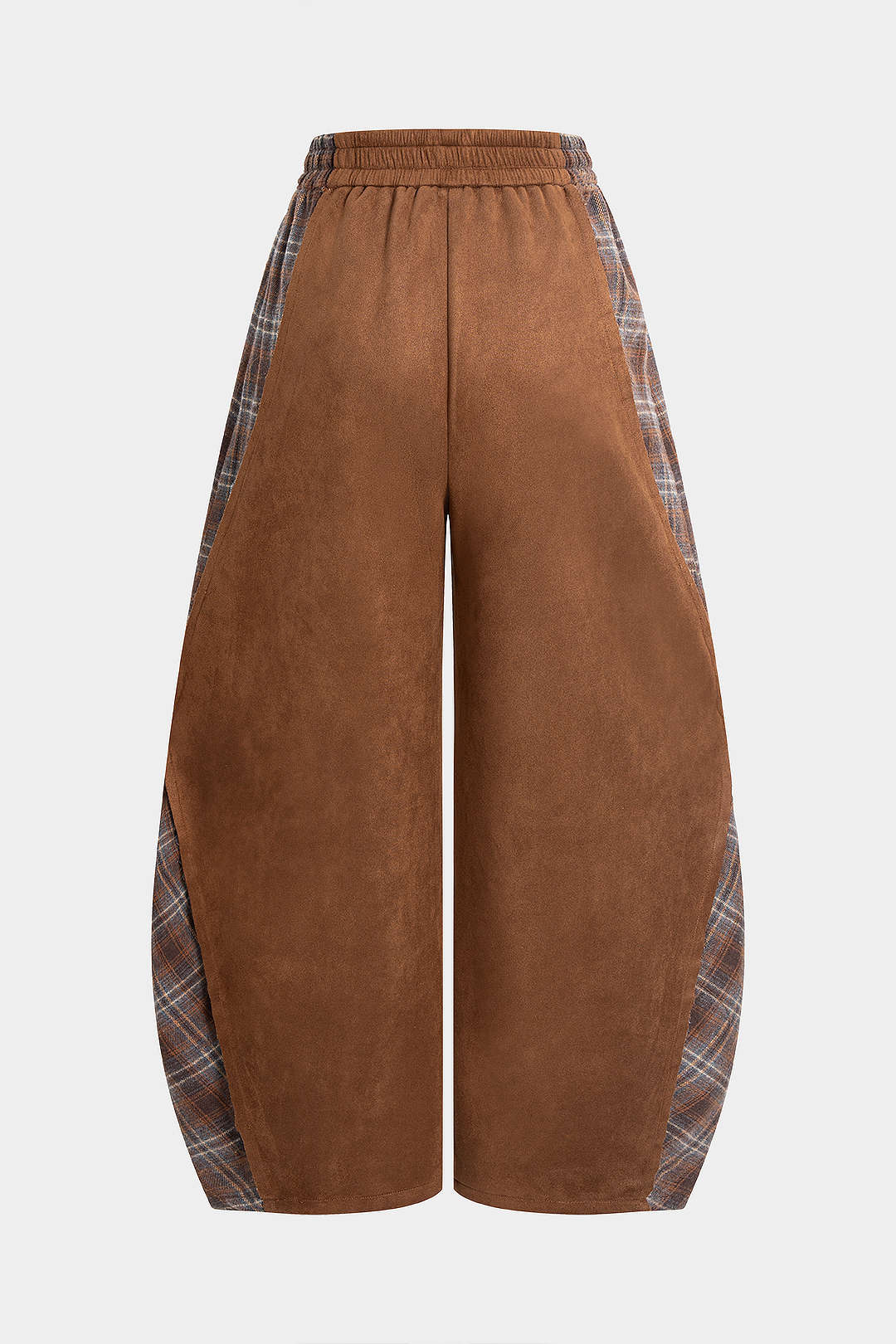 Geruite suède broek met smokwerk