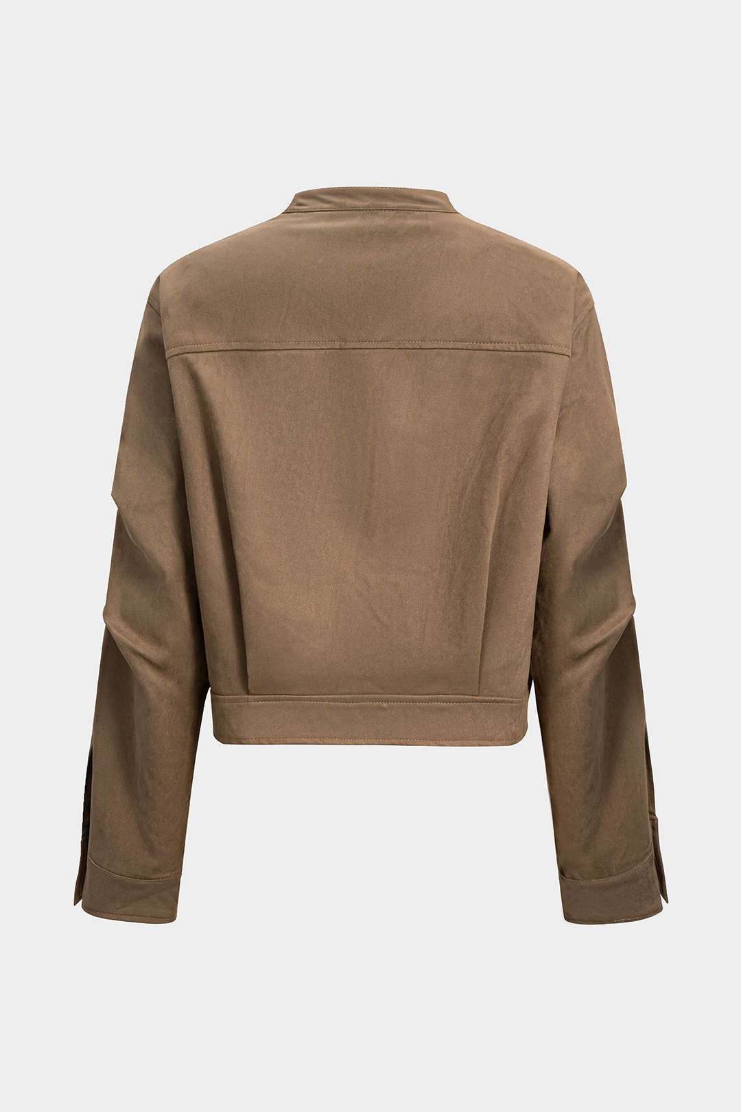 Suèd cropped jasje met kraag