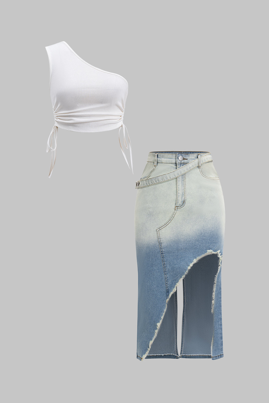 Frida - Asymmetrische set met top en rok