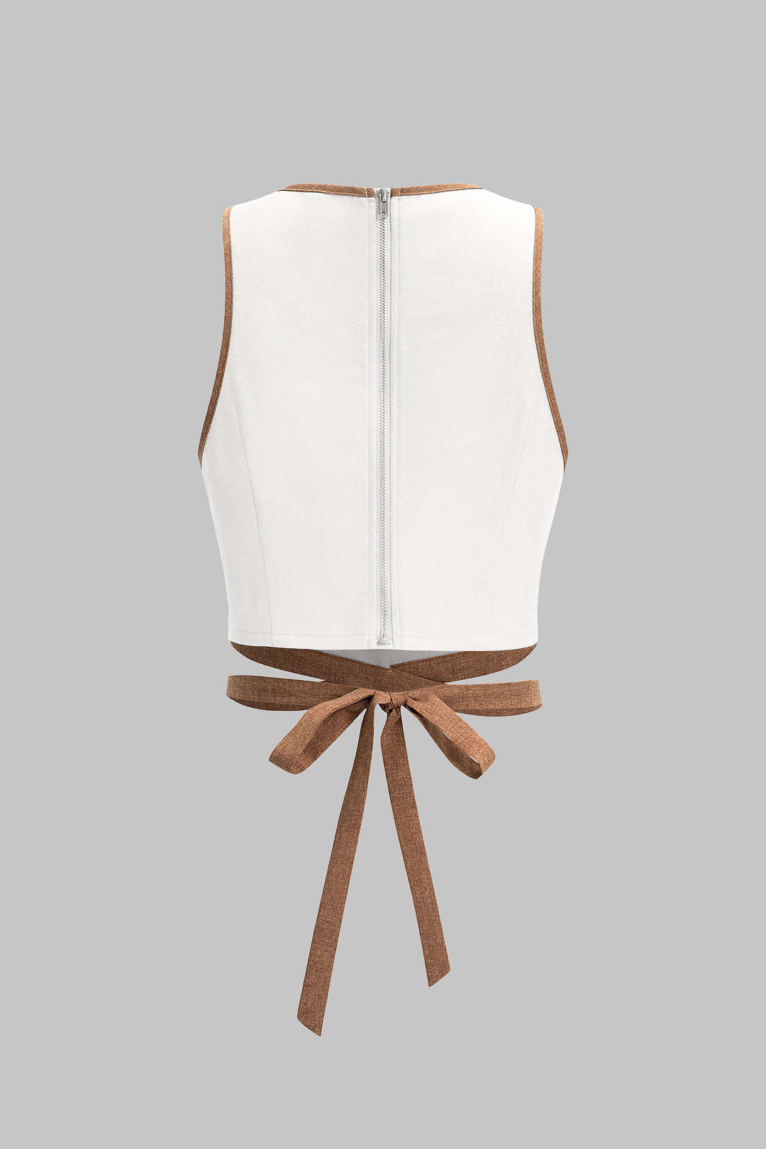 Rosa - Tanktop met ronde hals en strik