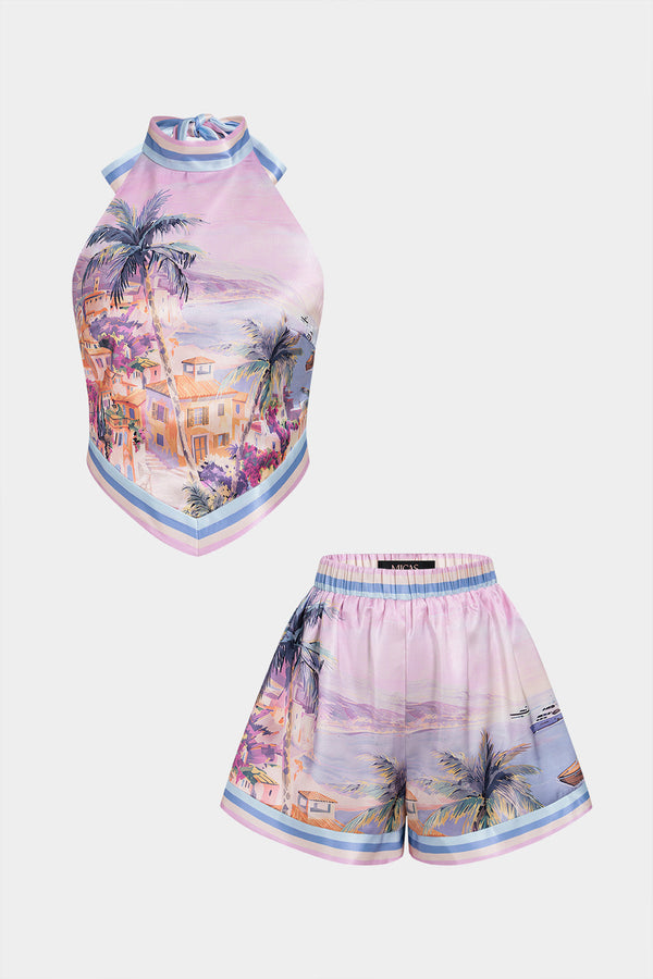 Bloemenprint set met top en short
