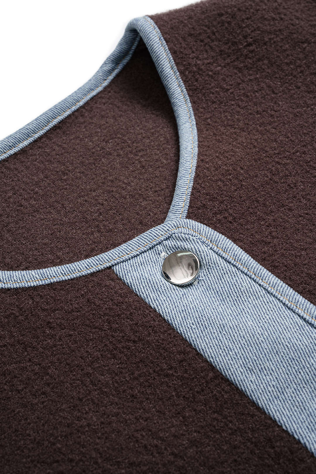 Gebreid denim vest met ronde hals