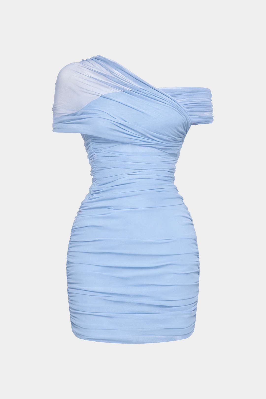 Mesh asymmetrische minijurk met één schouder
