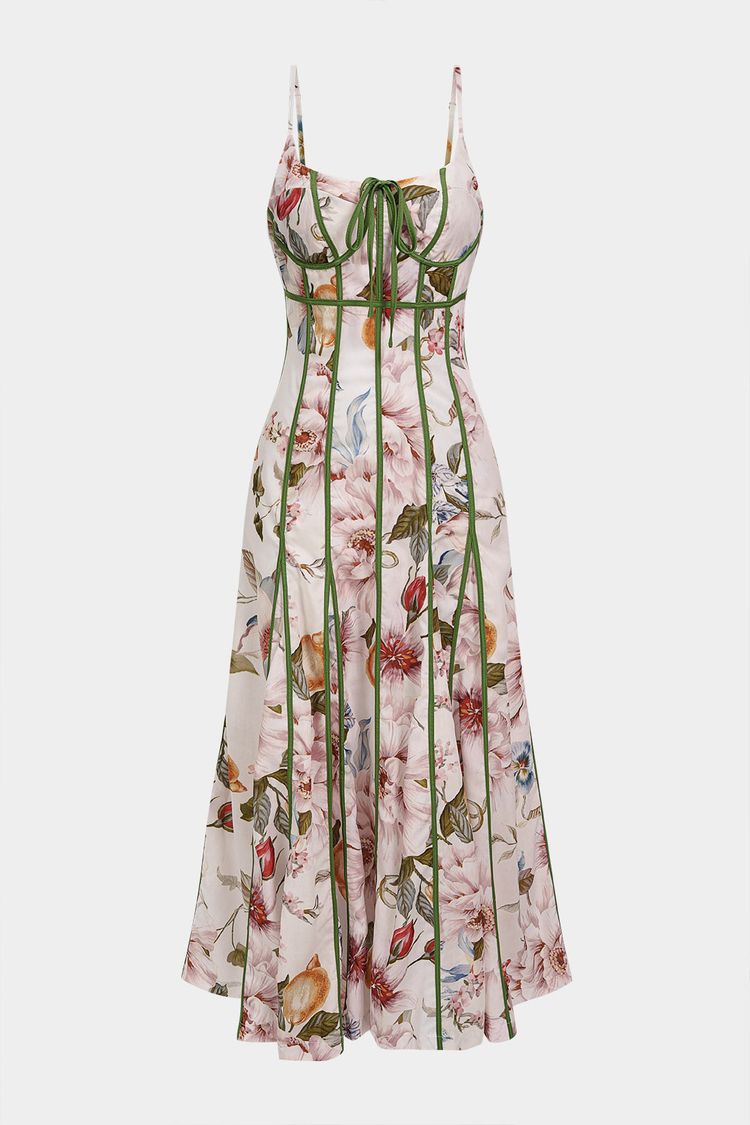 Bloemenprint mouwloze maxijurk met strik en spaghettibandjes