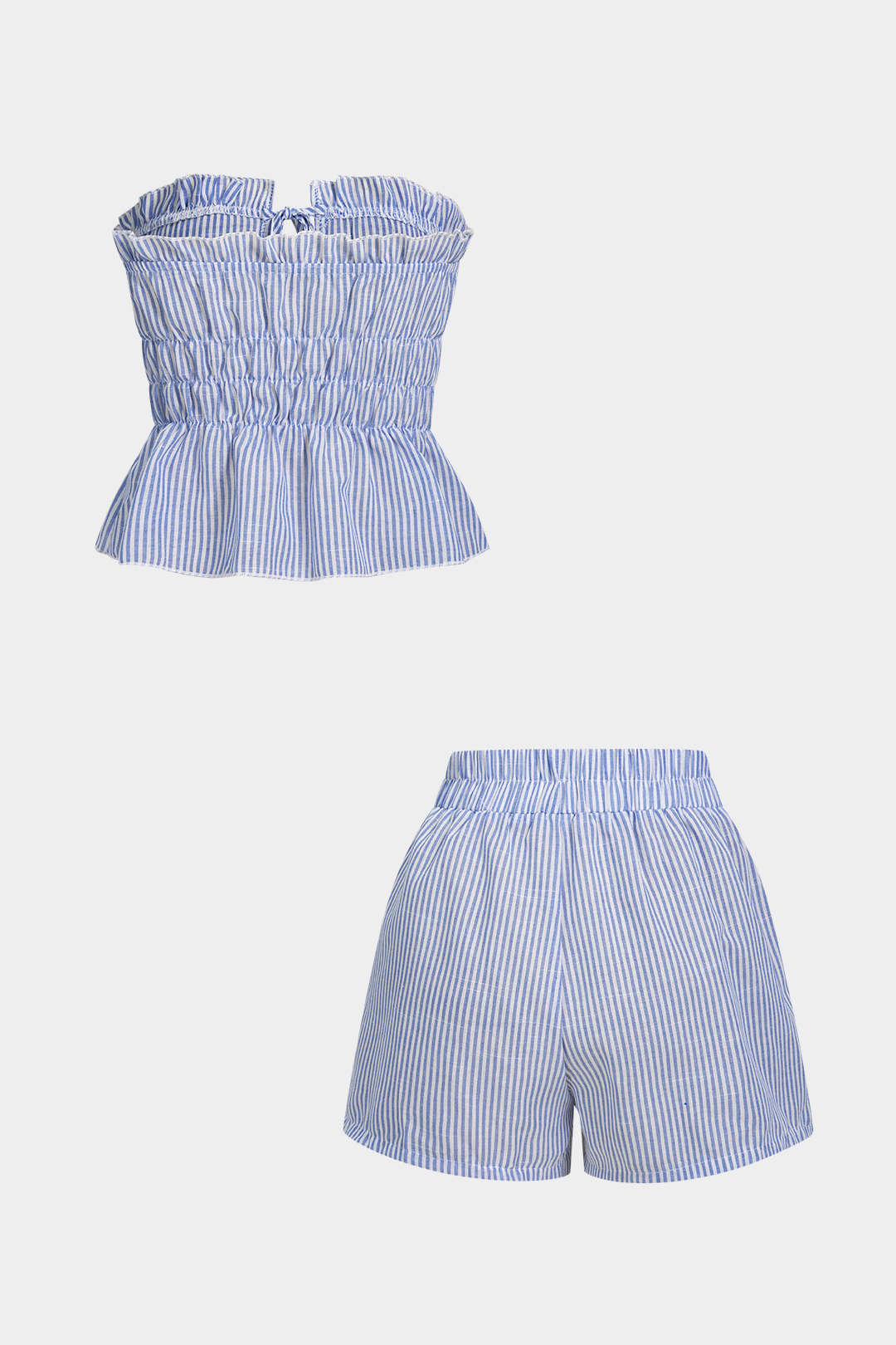 Mae - Gestreepte set met strapless top en short
