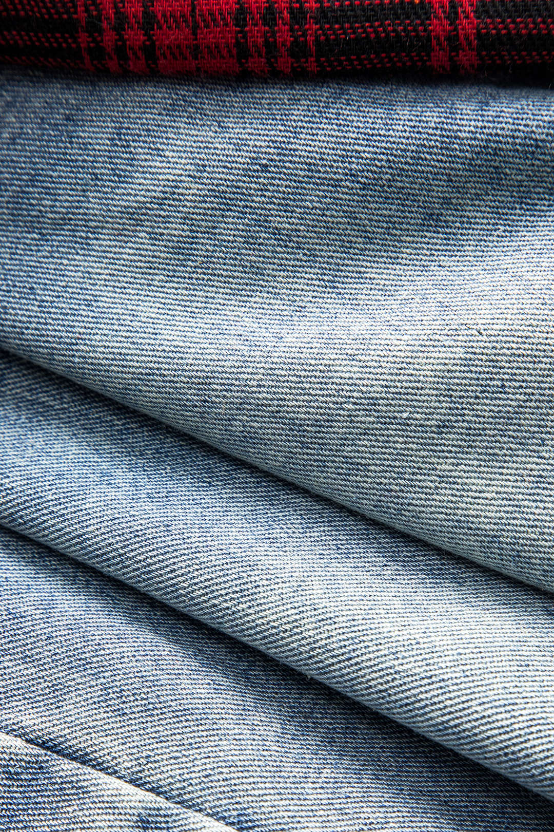 Denim patchwork rok met strik