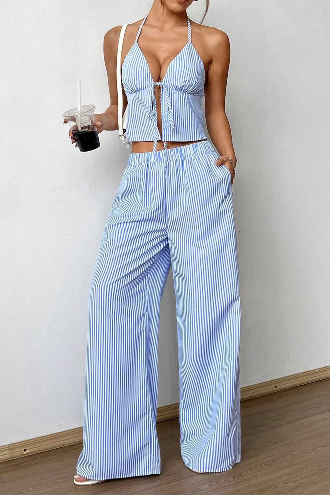 Jade - Gestreepte set met top en broek