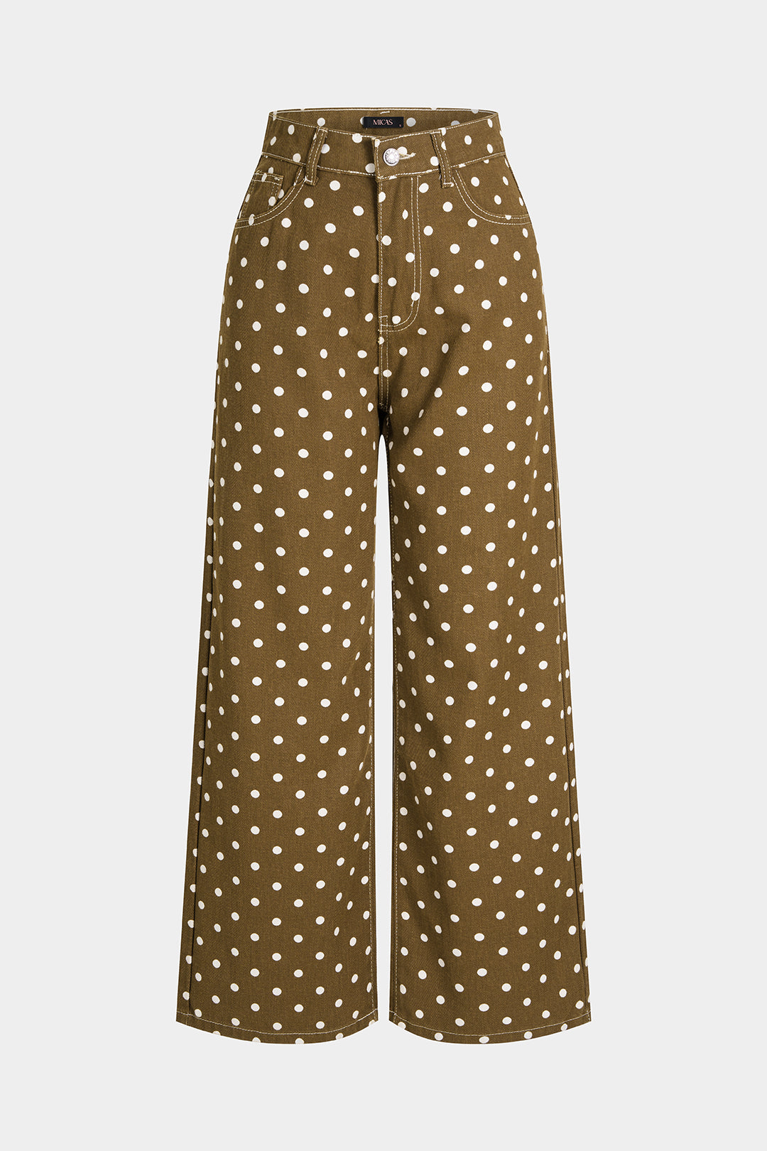 Gestipte broek met hoge taille en rechte pijp