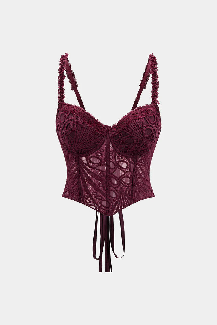 Bustiercorset met kanten afwerking en strik op de rug.