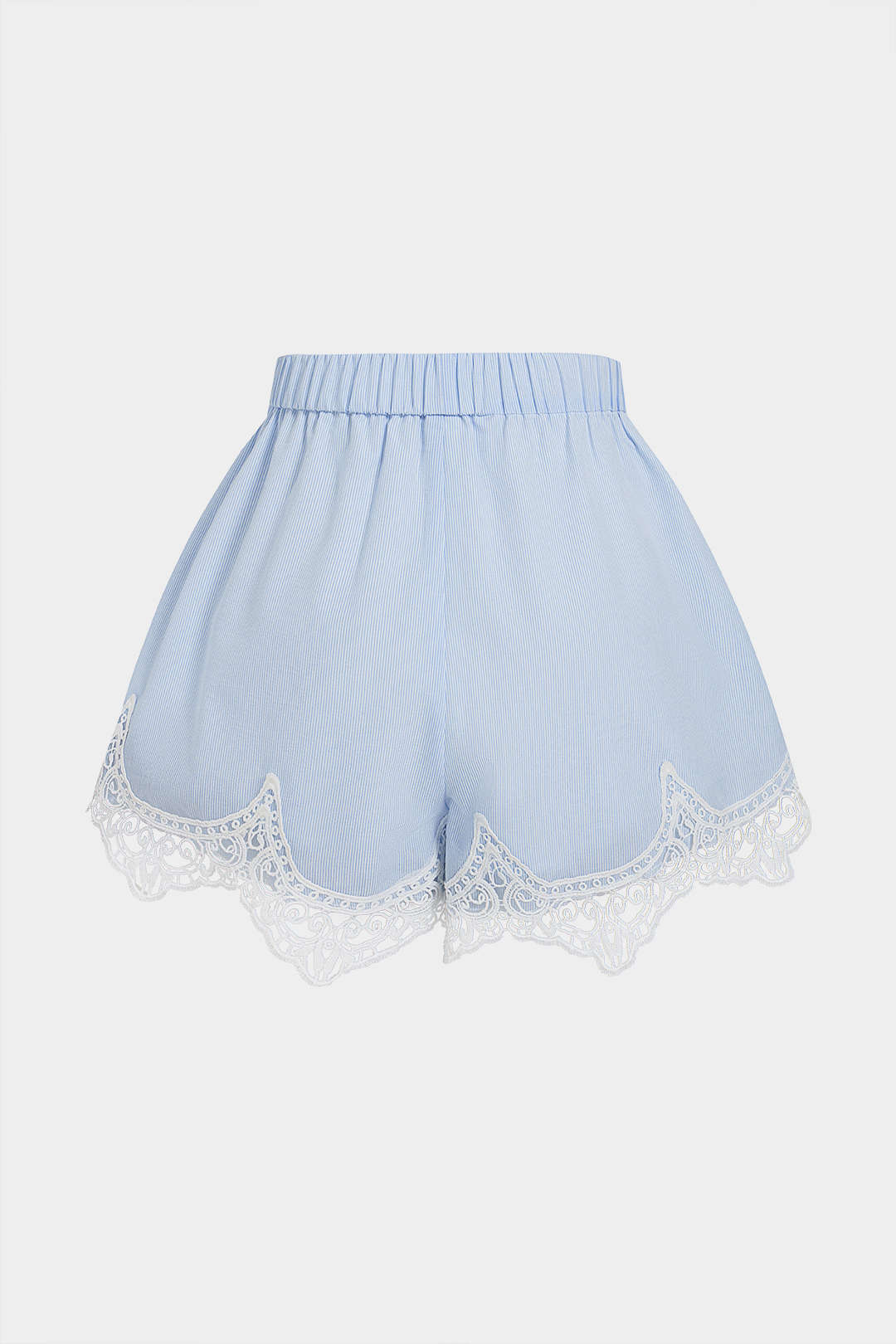 Gestreepte patchwork short met kant