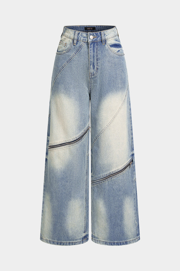 Asymmetrische jeans met rits