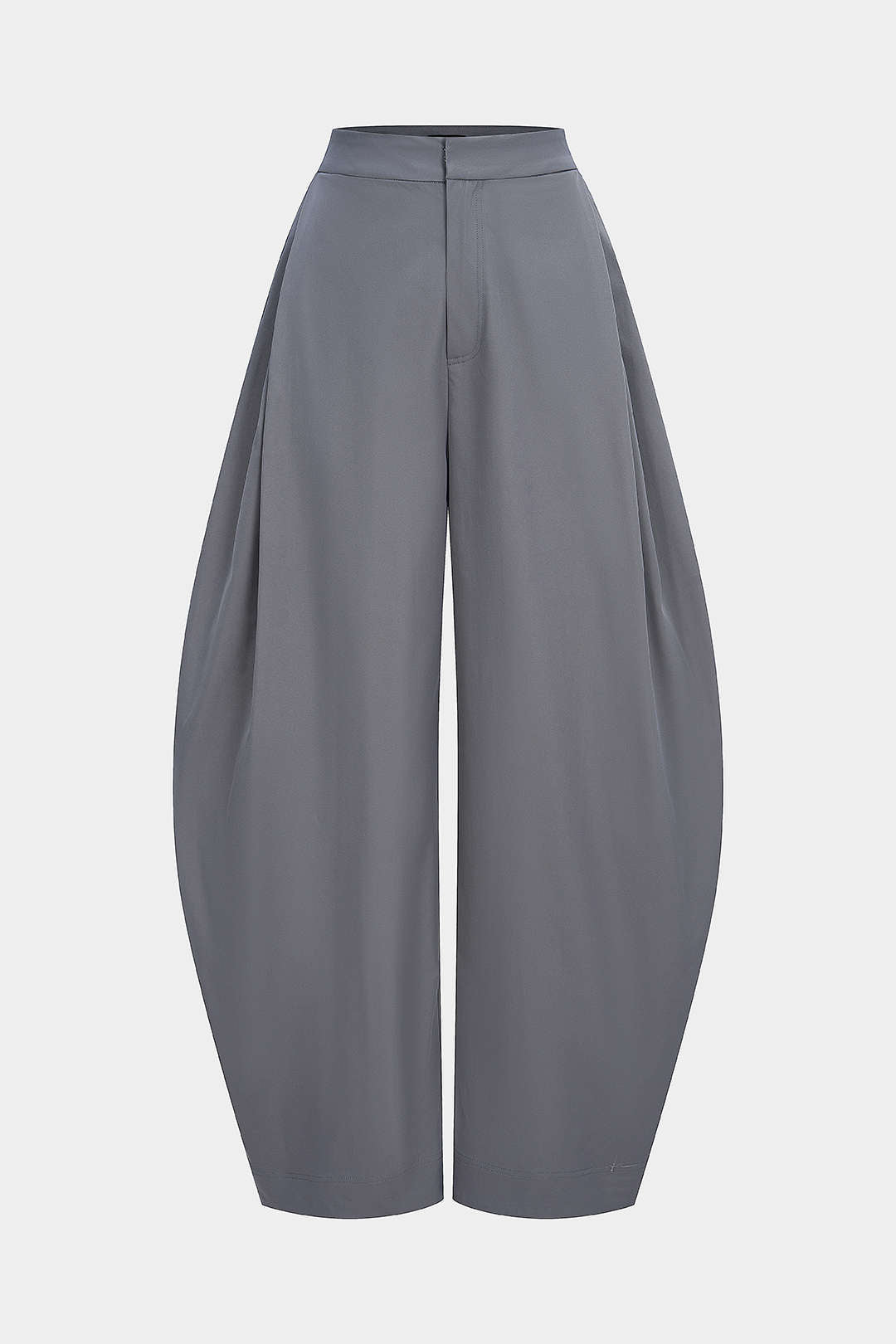 Effen broek met ruches, rits en hoge taille