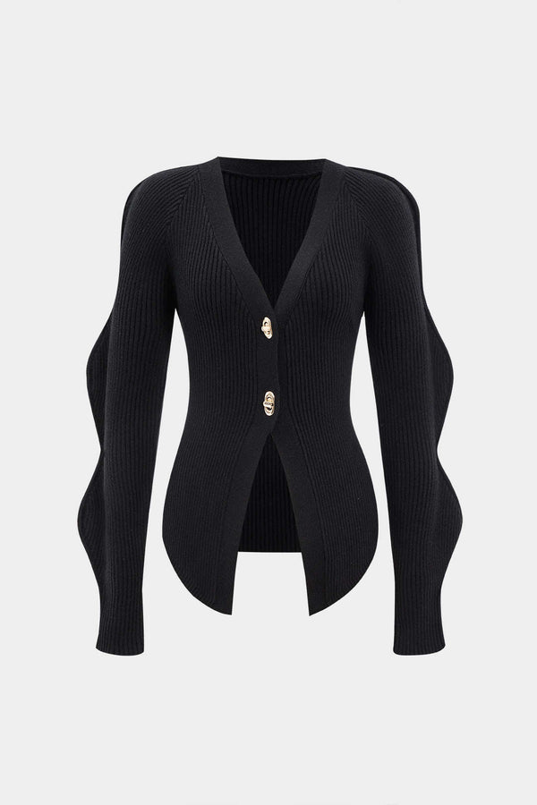 Effen gebreid vest met knoopjes