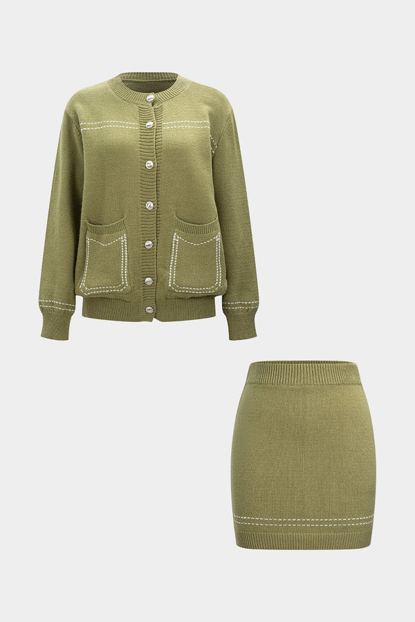 Kiki - Gebreide set met vest en minirok