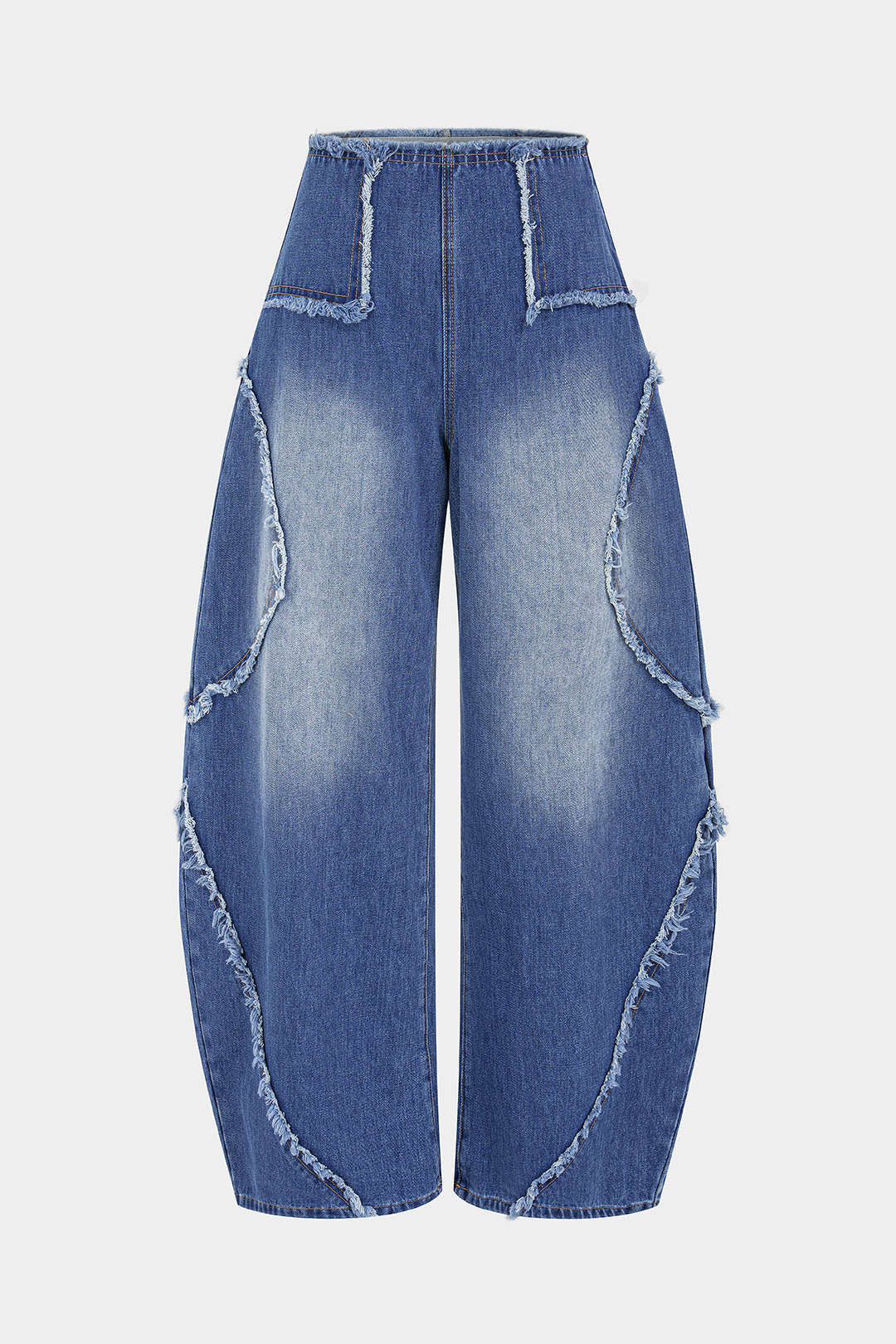 Loïs - Patchwork jeans met rafelrand
