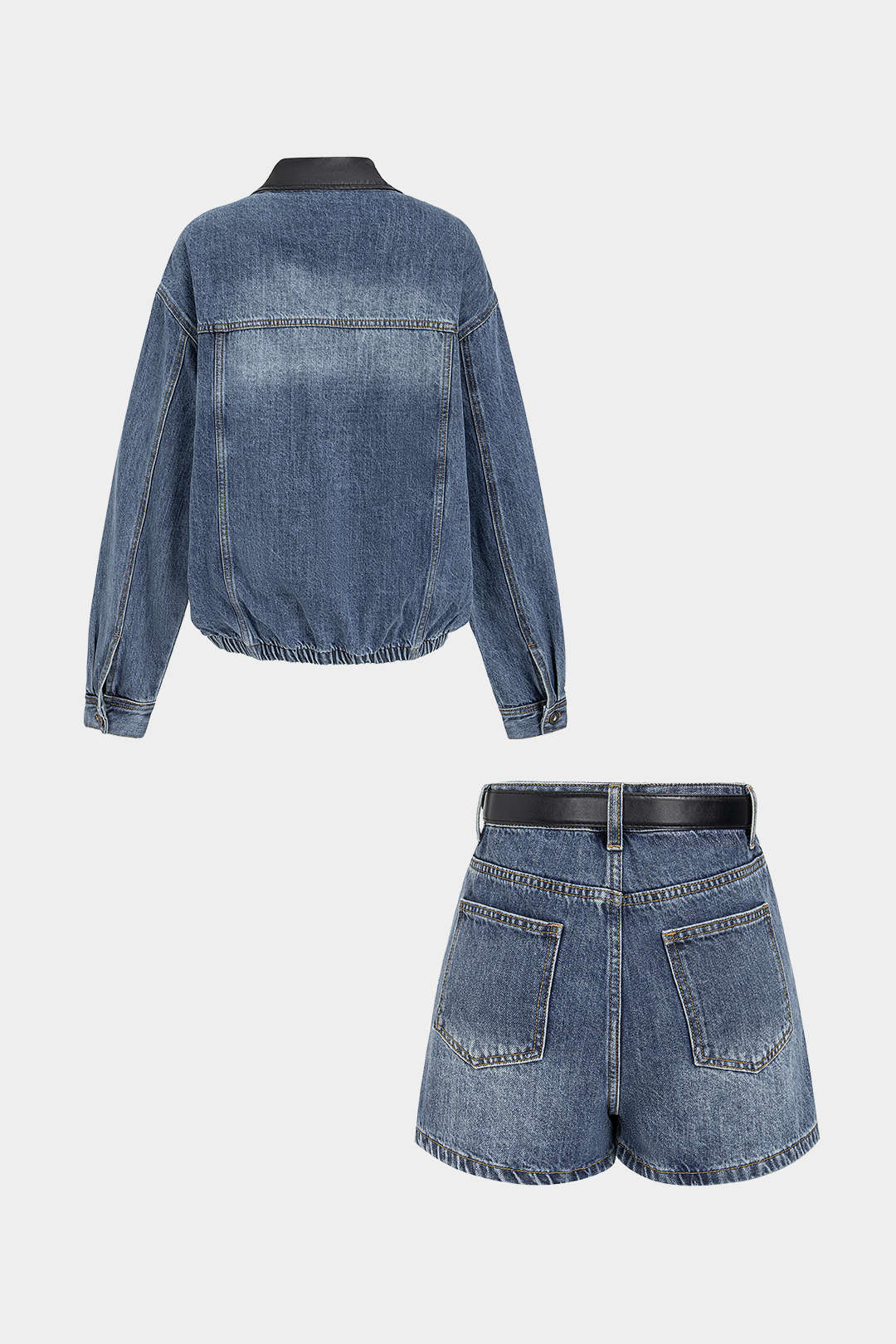 Denim set met jasje en minirok