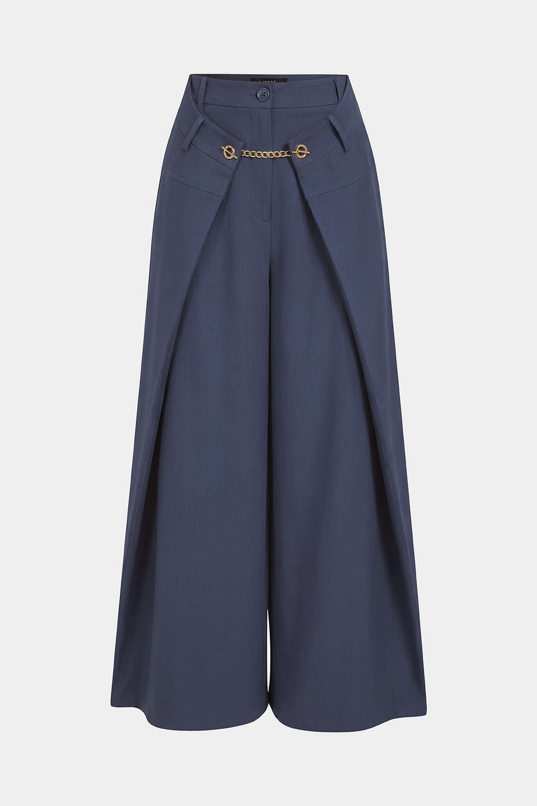 Metallic broek met kettingdetail en hoge taille