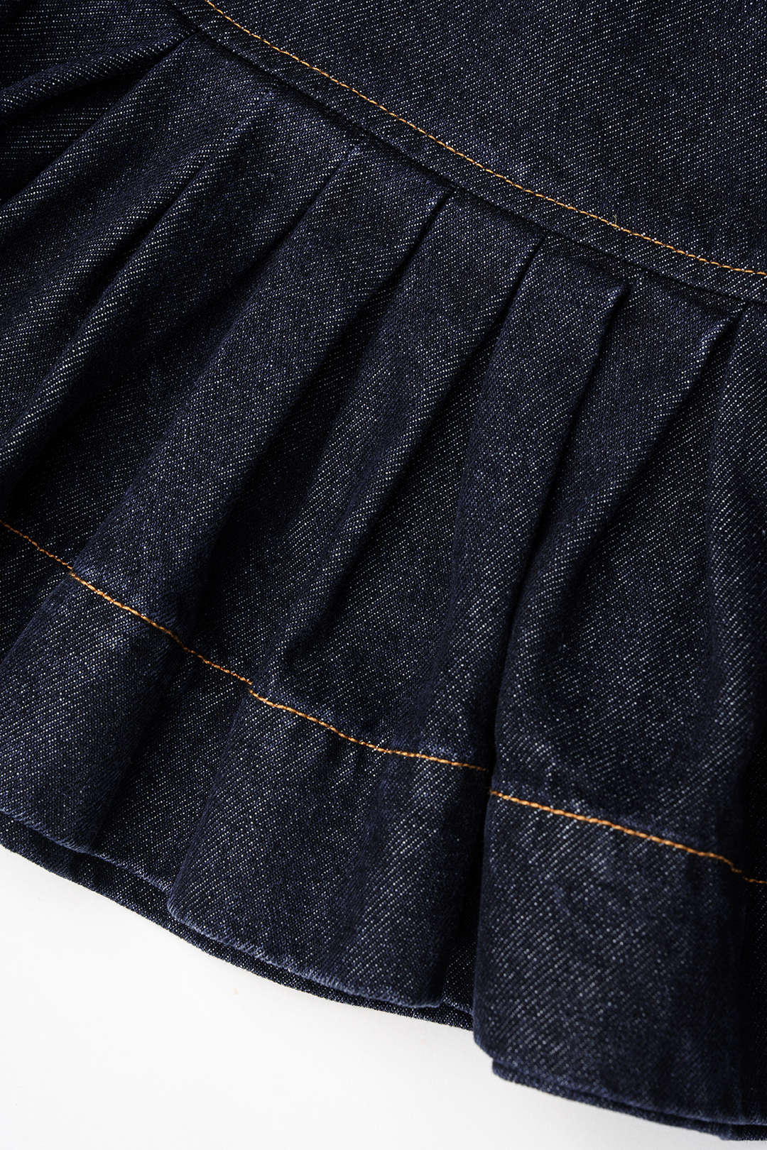 Denim minirok met hoge taille en ruches