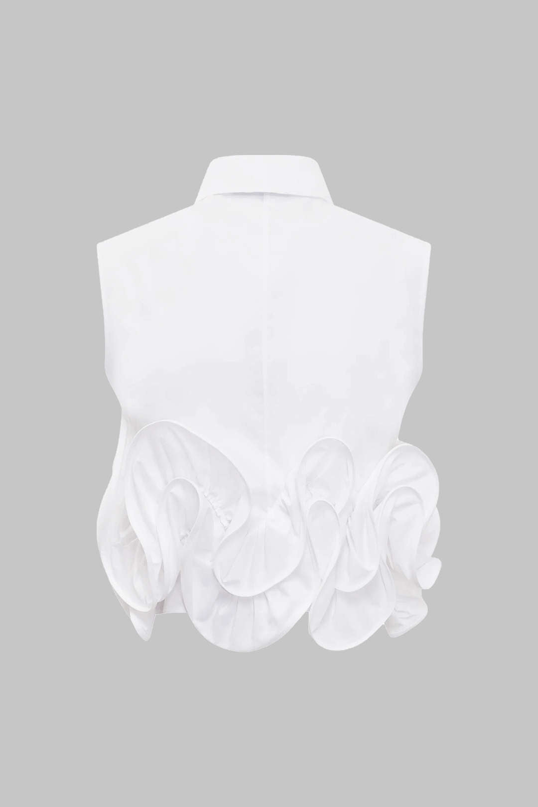 Tanktop met knoopjes, volants en ruches