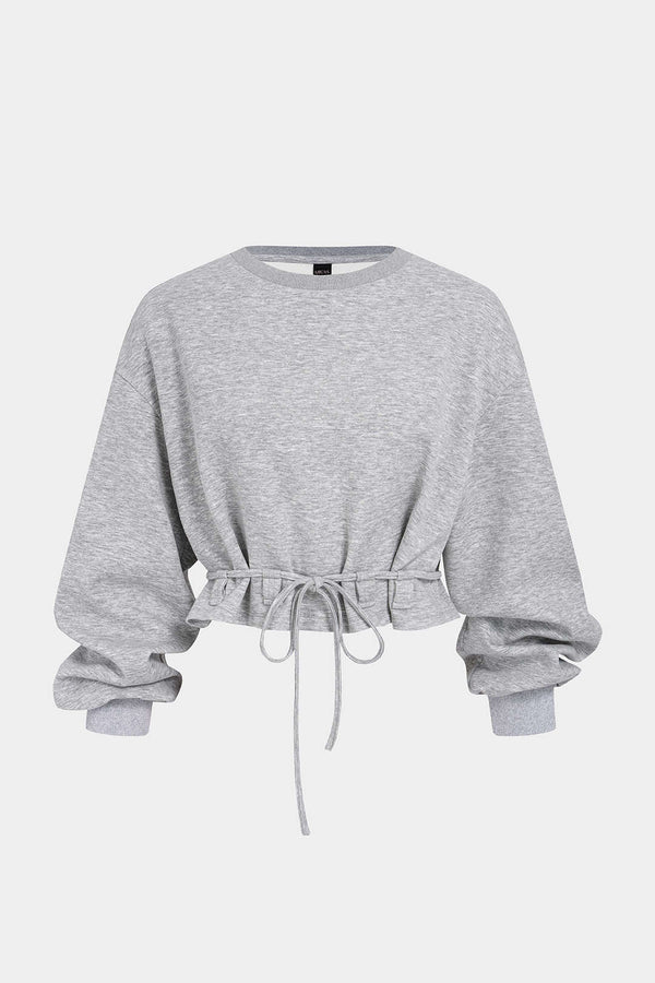 Sweater met ronde hals, strik en lange mouwen