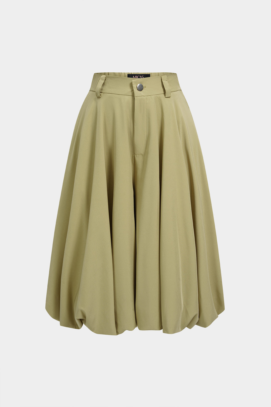 Short met hoge taille, wijde pijpen en ruches