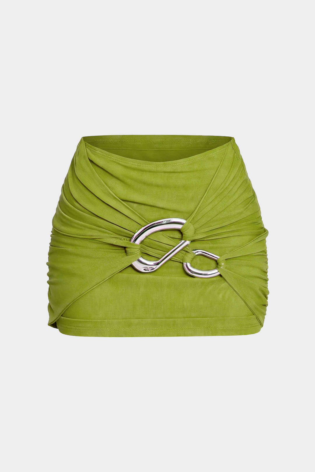 Asymmetrische metallic minirok met ruches