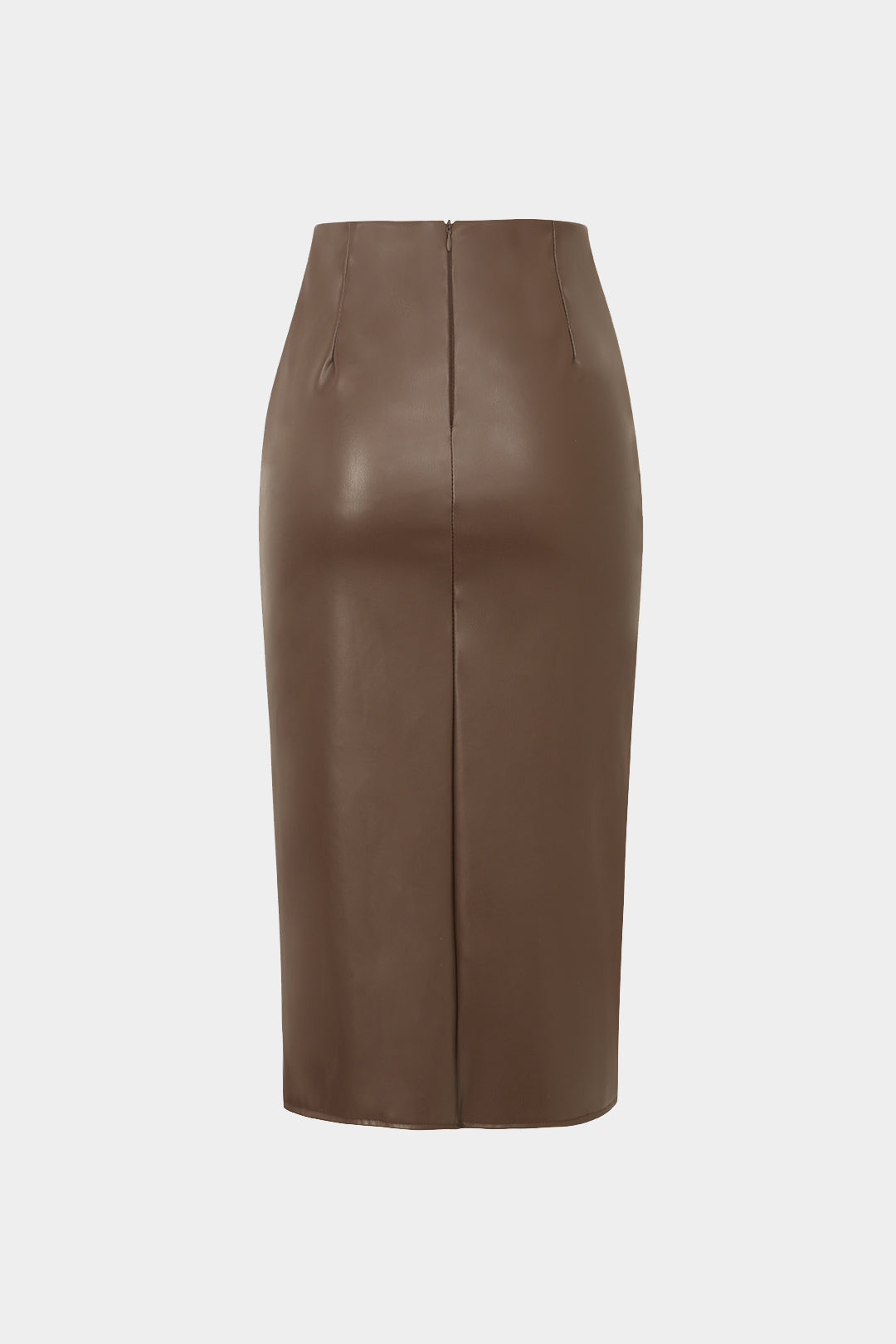 Leren-look midirok met wikkelmodel en ruches