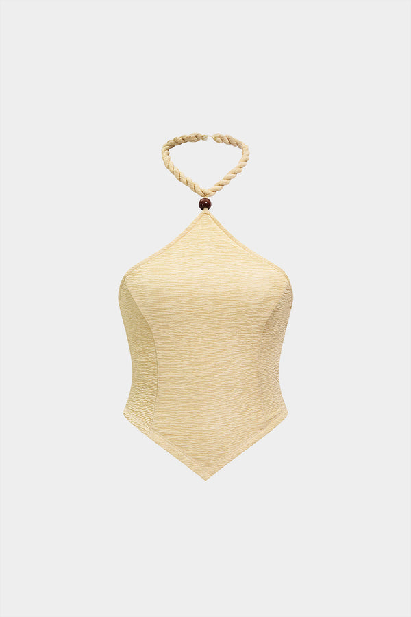 Top met gedraaid detail en halternek
