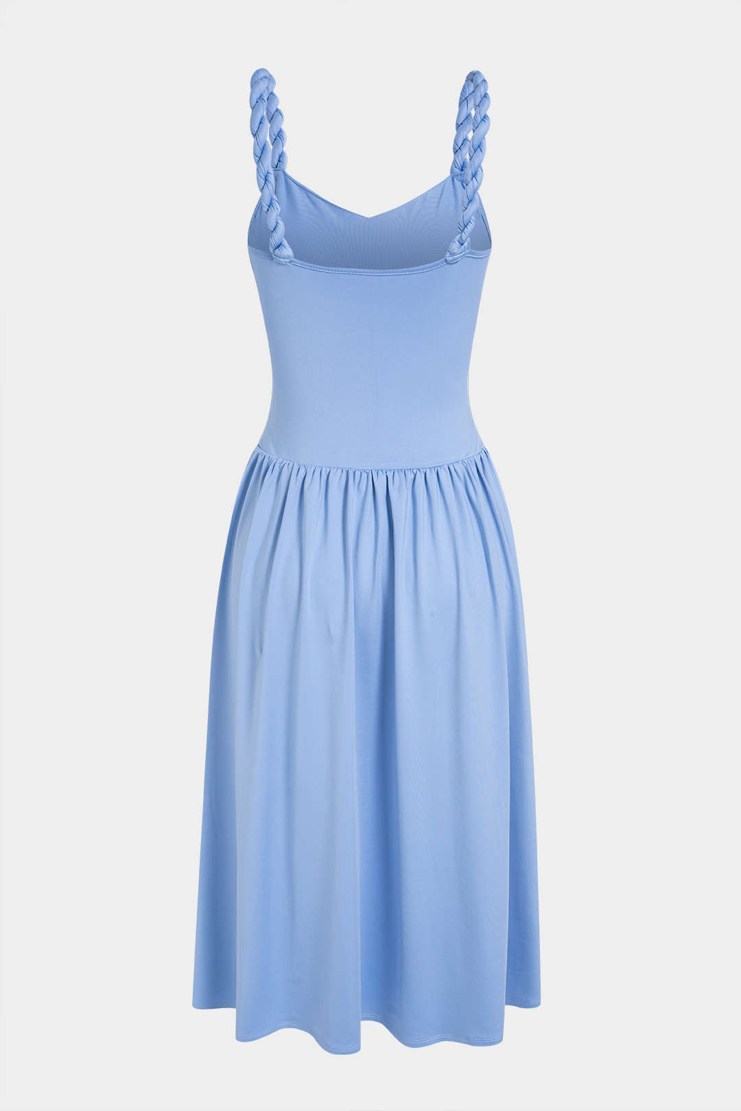 Effen mouwloze midijurk met gedraaid detail en knoopdetail