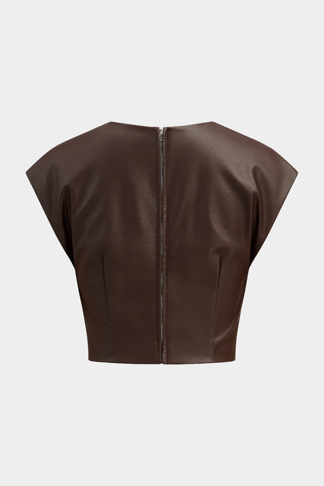 Leren-look tanktop met rits, gedraaid detail en knoopdetail