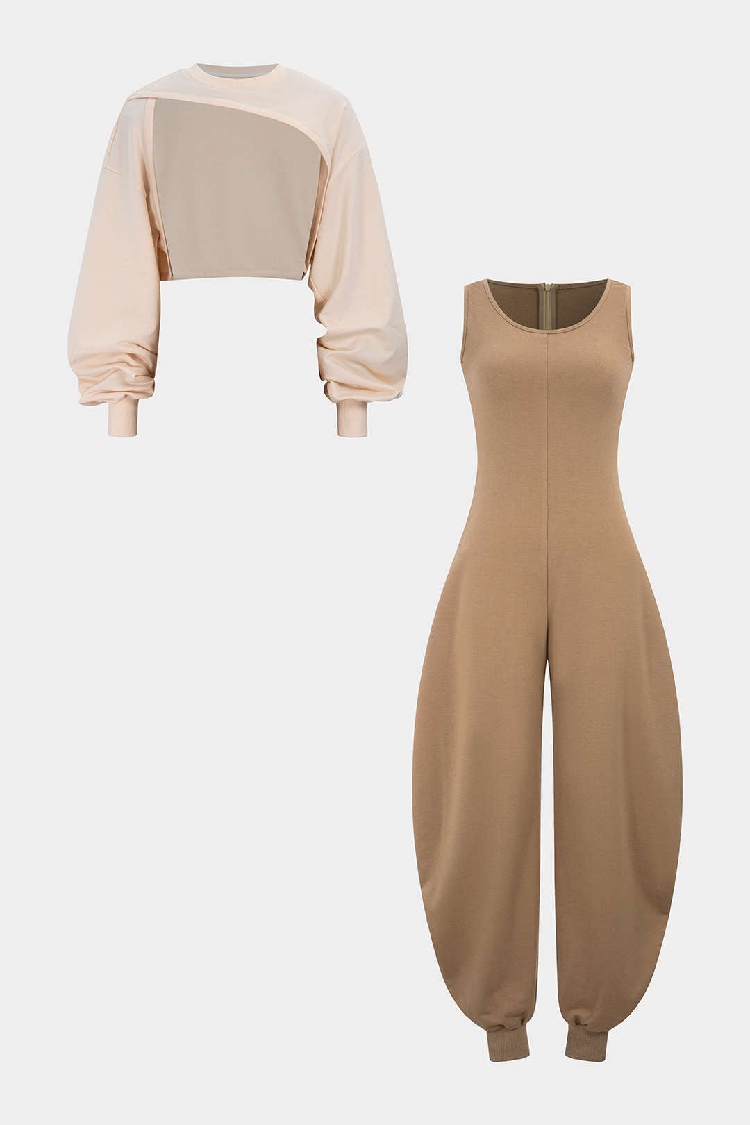 Effen set met top en jumpsuit
