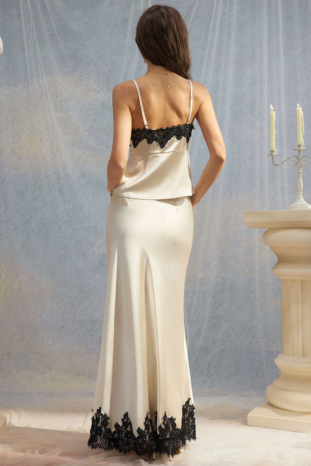 Wende - Satijnen set met top en rok